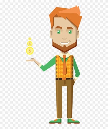 Cartoon Businessman Holding Money - Businessperson