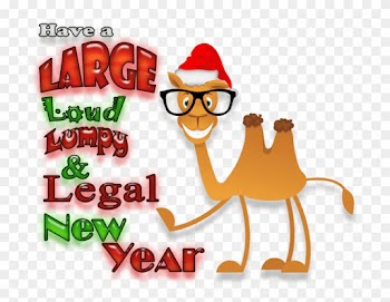 Cartoon Camel Wearing Glasses And A Santa Hat Pointing - Cartoon