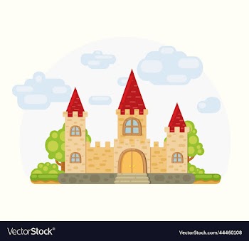 cartoon castle in flat style