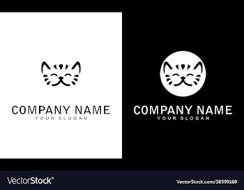 cartoon cat face creative design logo pet