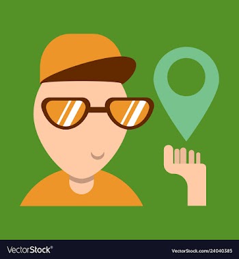 Cartoon character boy holding smartphone with vector image