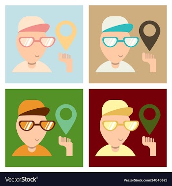 Cartoon character boy holding smartphone with vector image