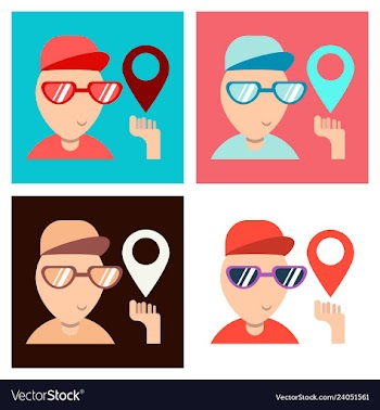 Cartoon character boy holding smartphone with vector image
