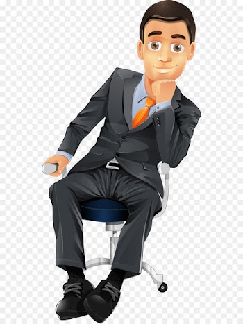 Cartoon Character Businessperson - Hand-painted cartoon business man sitting on a chair 