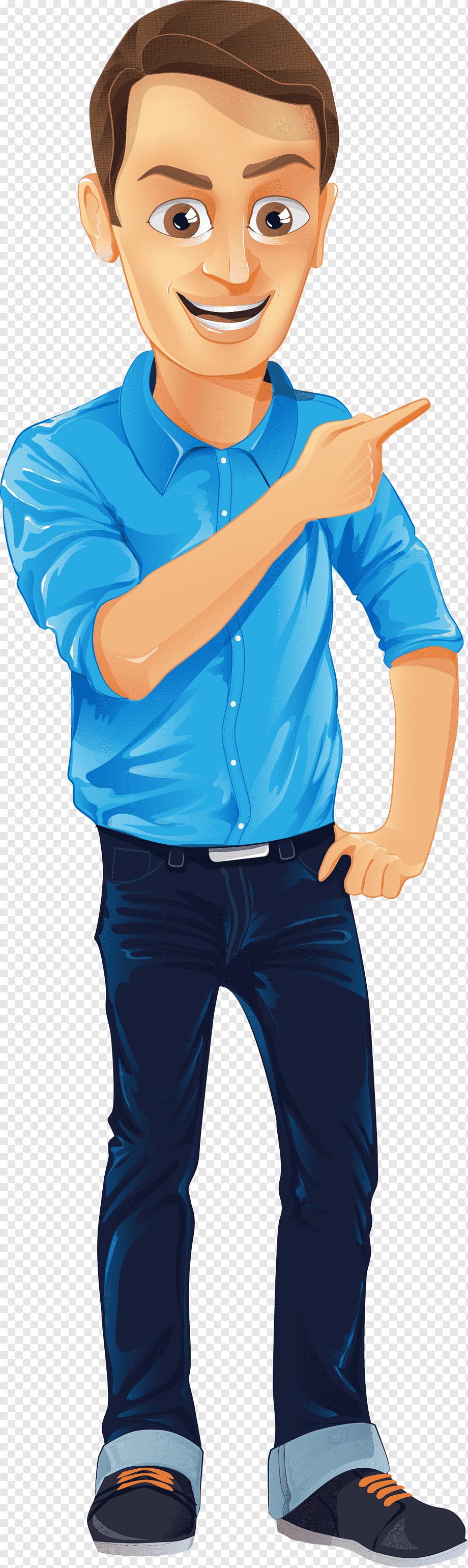 Cartoon Character Male, Business people, brown-haired male character, tshirt, blue, business Woman png