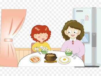 Cartoon Child - Accompany the child to eat 