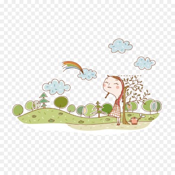 Cartoon, Child, Girl, Plant PNG