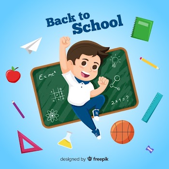 Cartoon children back to school background Free Vector