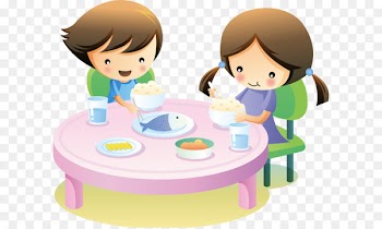 Cartoon children eat 