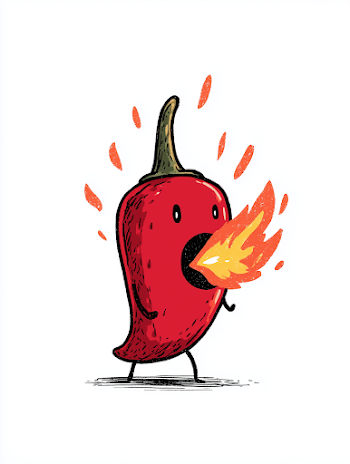 Cartoon Chili Pepper Breathing Fire