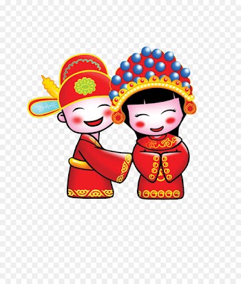 Cartoon Chinese marriage Bridegroom - Cartoon bride and groom 