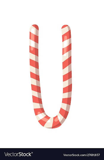 Cartoon christmas candy cane hand drawn font vector image