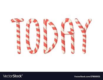 Cartoon christmas candy cane hand drawn font vector image