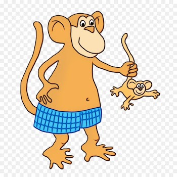 cartoon clip art animal figure old world monkey pleased