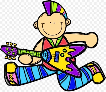 cartoon clip art finger sticker guitarist