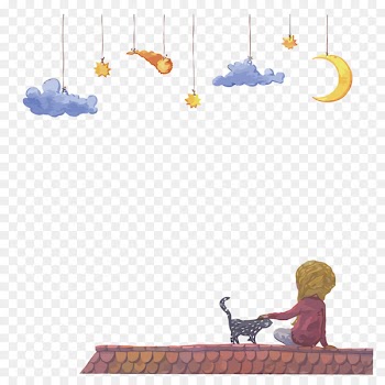 Cartoon Cloud - Vector the roof of the night watching the child 