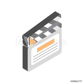 Cartoon colorful open clapperboard vector graphic illustration isometric style