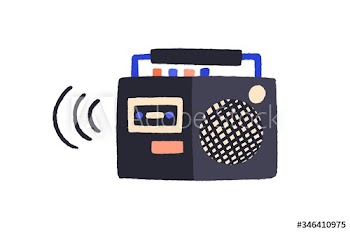 Cartoon colorful retro tape recorder vector flat illustration