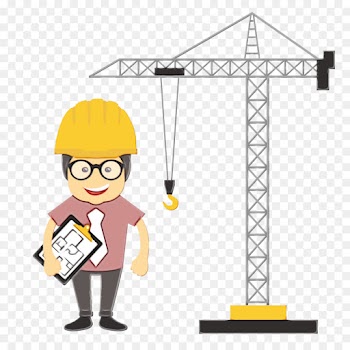cartoon construction worker crane yellow construction