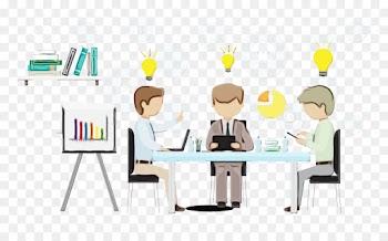 cartoon conversation job table furniture