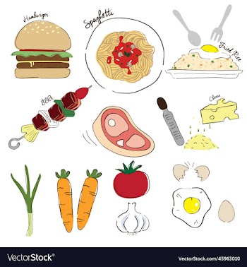 cartoon cooking elements food and ingredient