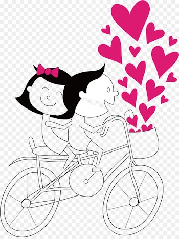 Cartoon couple Bicycle Clip art - Vector cartoon bike ride couple 