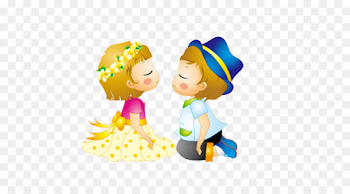 Cartoon couple - Hand-painted flowers creative boys and girls ...