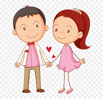 Cartoon Couple In Love Holding Hands - Boy And Girl Love Cartoon