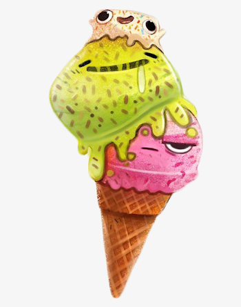 Cartoon Creative Ice Cream Shape, Double, Green, Pink PNG and PSD ...