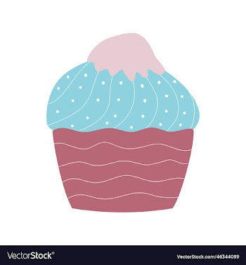 cartoon cupcake with cream on a white background