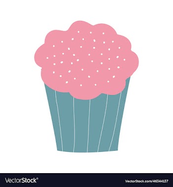 cartoon cupcake with cream on a white background