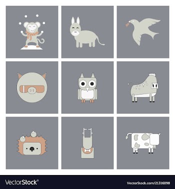 Cartoon cute animals for baby card and invitation vector image