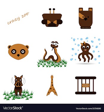 Cartoon cute animals for baby card and invitation vector image