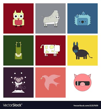 Cartoon cute animals for baby card and invitation vector image