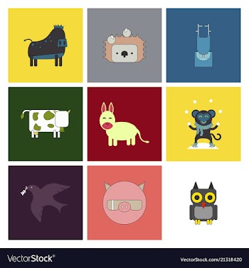 Cartoon cute animals for baby card and invitation vector image