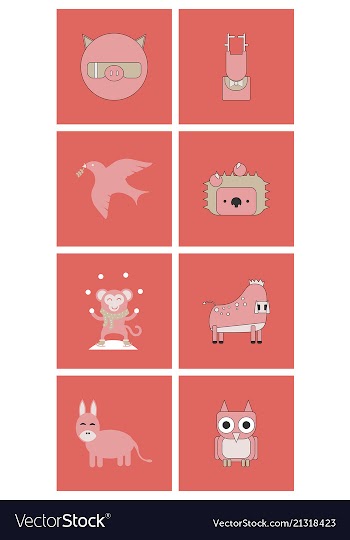 Cartoon cute animals for baby card and invitation vector image