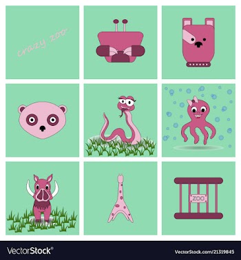 Cartoon cute animals for baby card and invitation vector image