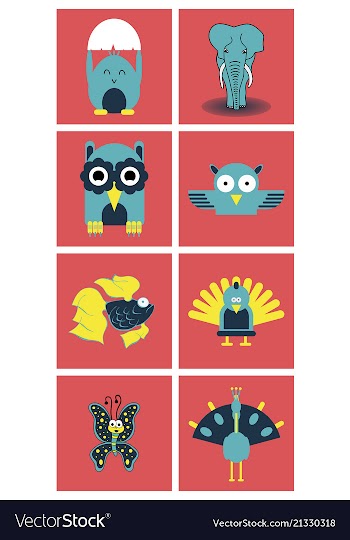 Cartoon cute animals for baby card and invitation vector image