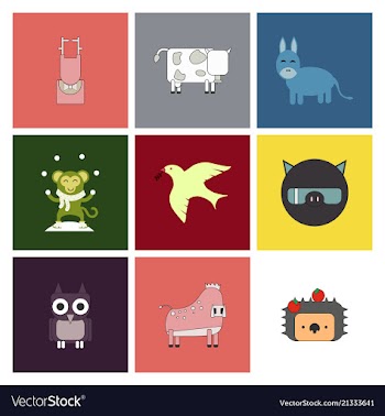 Cartoon cute animals for baby card and invitation vector image