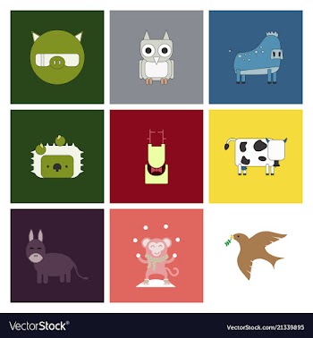 Cartoon cute animals for baby card and invitation vector image
