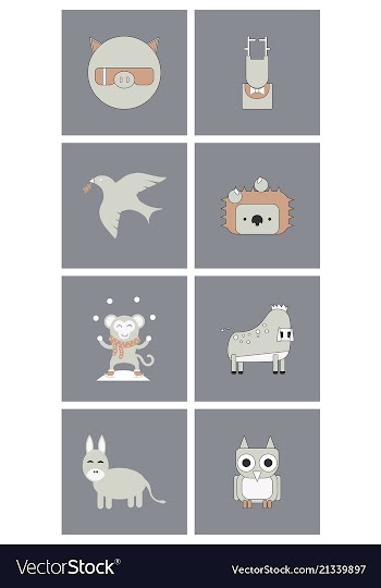 Cartoon cute animals for baby card and invitation vector image