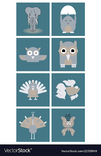 Cartoon cute animals for baby card and invitation vector image
