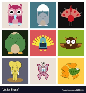 Cartoon cute animals for baby card and invitation vector image