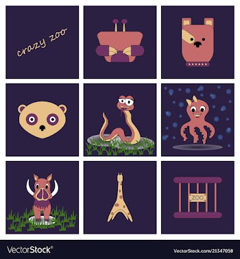 Cartoon cute animals for baby card and invitation vector image