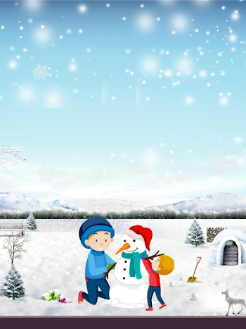 Cartoon Cute Boy Winter Snowman Background Material Cartoon,boy ...