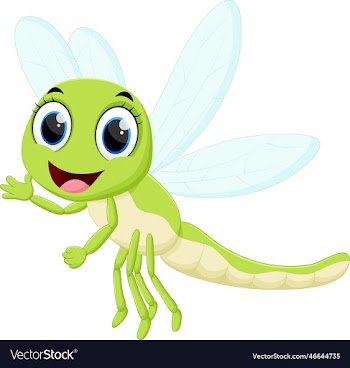 cartoon cute dragonfly flying isolated on white