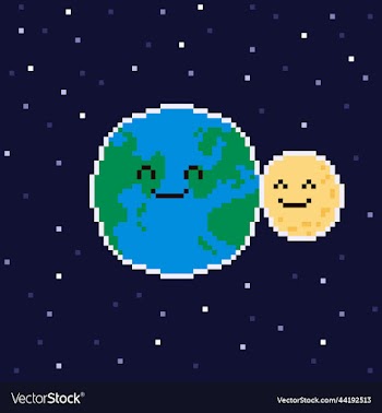cartoon cute hug planet earth and moon