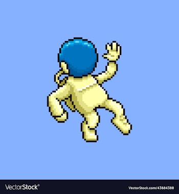 cartoon dancing or hovering astronaut
