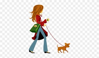 Cartoon Dogs Walking - Girl Walking A Dog
