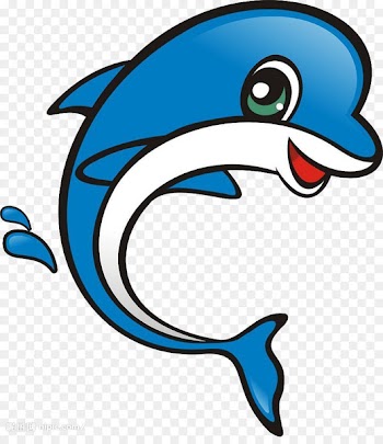 Cartoon Dolphin Motif - Blue dolphin 